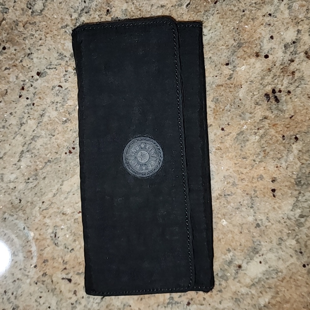 Kipling Nylon Black Bifold Trifold Wallet EUC